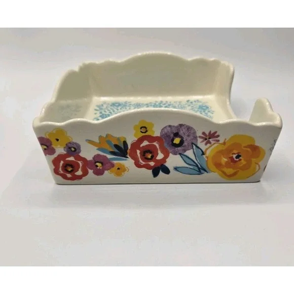 Pioneer Woman Flea Market Floral Collection Ceramic Napkin Tray Farmhouse EUC - Picture 6 of 8